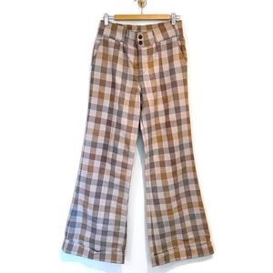 Rare Vintage Levi's 60s 70s Plaid High Waist Flare Cuff Pants - Women's Size 10